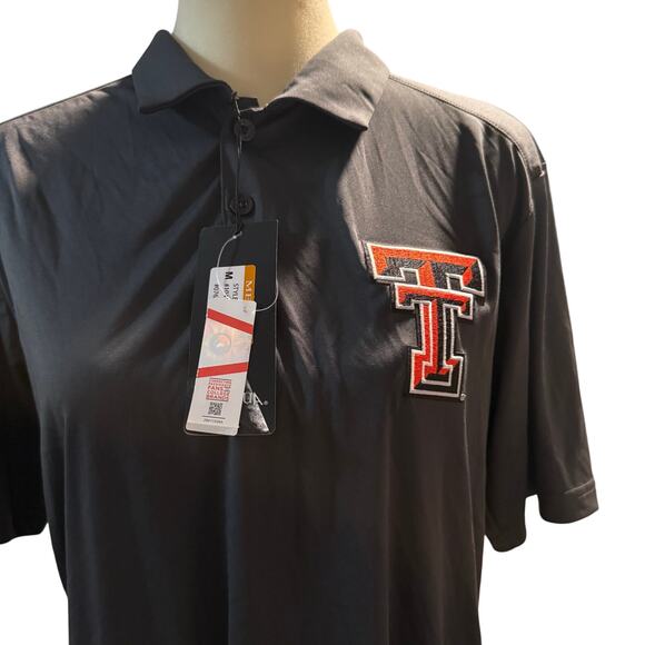 Antigua Texas Tech Red Raiders Polo, Black/Gray, Men's Size Medium, NWT - Picture 2 of 6